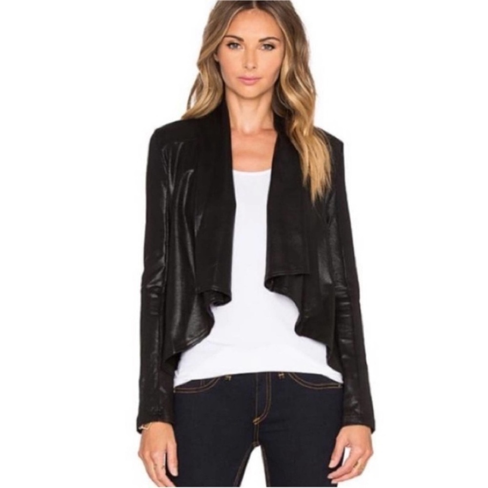 Krisa Black Metallic Stretch Moto Jacket